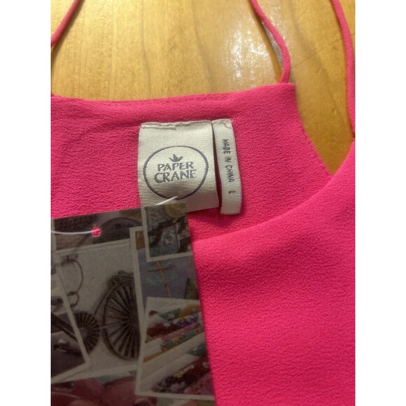 Paper Crane Women’s Tank Top. Large. Hot Pink. Racerback. Spaghetti Straps. NWT - Picture 4 of 11
